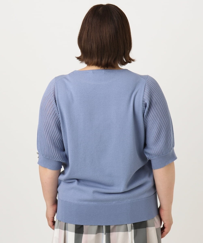 【大きいサイズ/a.v.v×eur3】プリーツスリーブサマーニット eur3｜【大きいサイズ/a.v.v*eur3】プリーツスリーブサマー