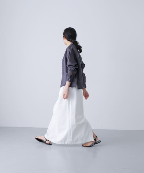 かぐれ　ラミースタンドカラーシャツ　beige かぐれ｜ラミースタンドカラーショートシャツ - かぐれ(カグレ