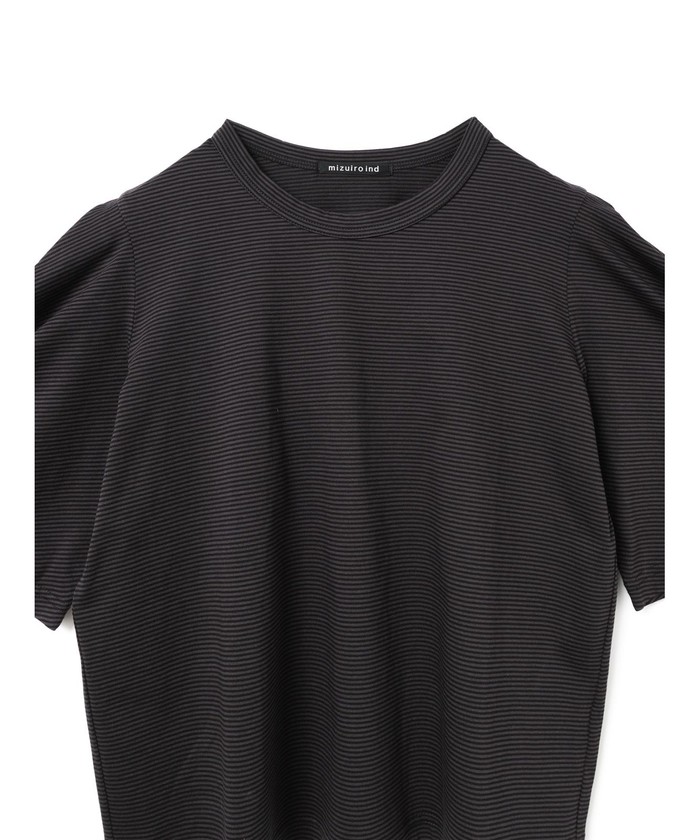 mizuiro ind ボーダードレープスリーブTシャツ(508384804