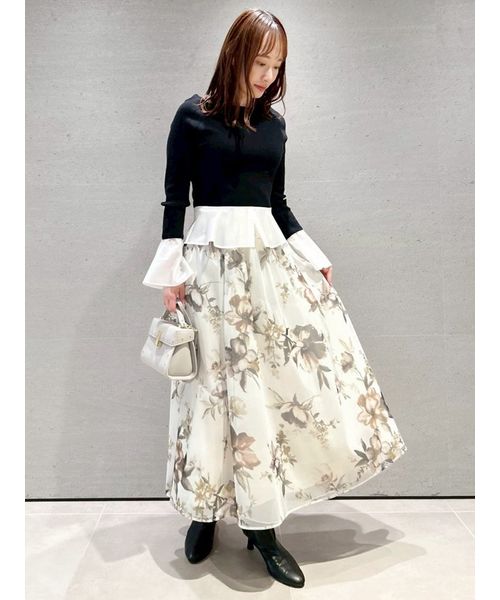 CELFORD ランダムフラワープリントスカート　CRM-38 レイヤードフラワープリントスカート(SKIRT（スカート