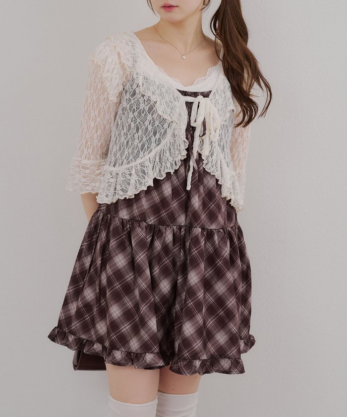 ラッフルレースアップチュニック OLIVE des OLIVE ラッフルレースアップチュニック | OLIVE des OLIVE(オリーブ デ