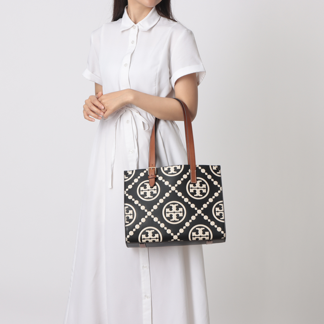 【Tory Burch】Tモノグラム エンボス スモール トート バッグ Tモノグラム エンボス レクタンギュラー スモールトート