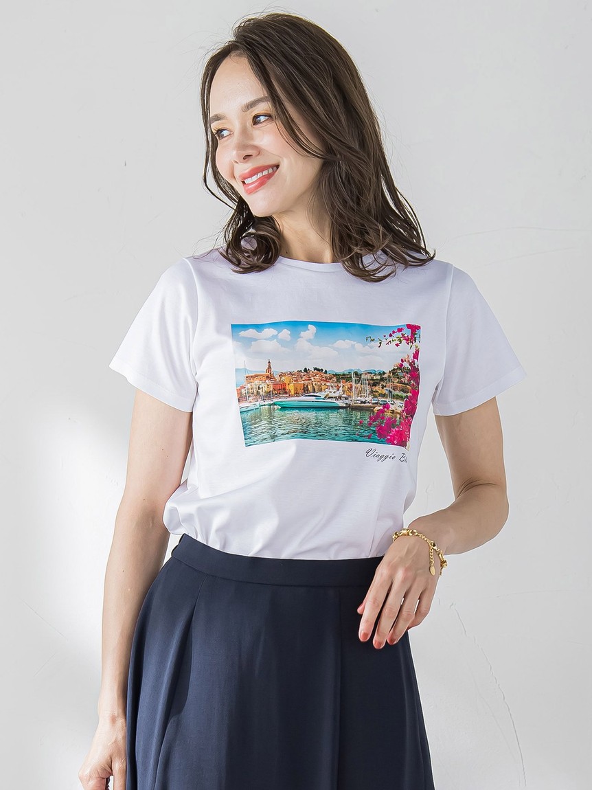 Viaggio Blu / ビアッジョブルー フォトプリントTシャツ≪洗濯機で洗える≫ ビアッジョブルー Viaggio Blu フォトプリントTシャツ≪洗濯機で