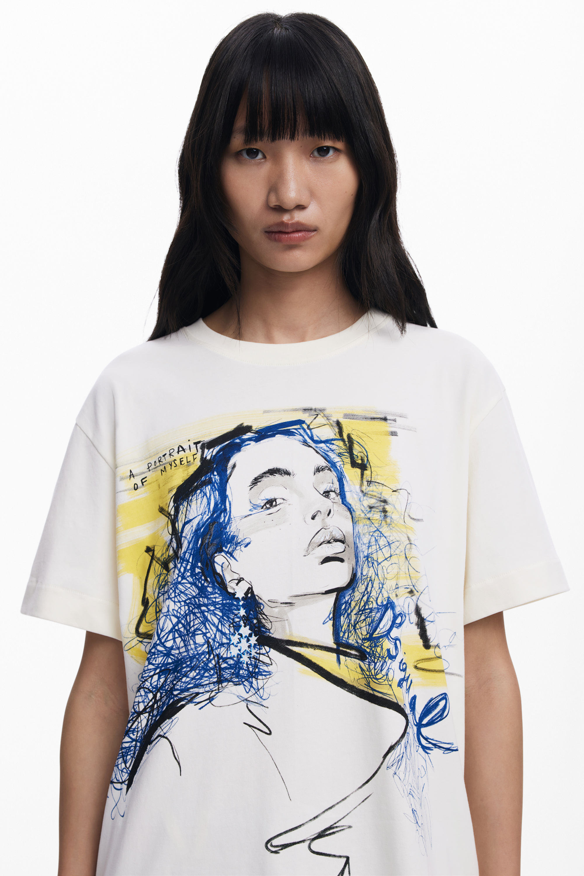 デシグアル Desigual ポートレートTシャツ （ホワイト） デシグアル Desigual ポートレートTシャツ （ホワイト