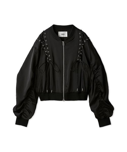 FURFUR レースモチーフブルゾン ブラック レースアップサテンブルゾン(508387412) | FURFUR(FURFUR) - d