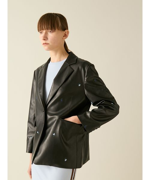 DANA PARIS テーラードジャケット 黒白ローズ　新品未使用✨✨ mimigrant テーラードジャケット レディース 服装 無地