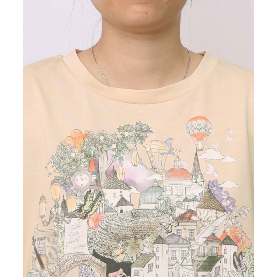 セール】スカラー ScoLar ベネツィア帽子柄フレアTシャツ