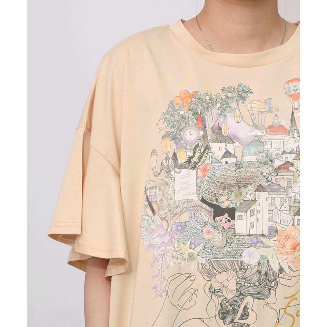 Tシャツ is ScoLar イズ スカラー 552246 ベネツィア帽子柄フレアTシャツ トップス シック フェミニン ガーリー 原宿系 個性的 ポイント iS ScoLar Tシャツ is イズ スカラー 552246 ベネツィア帽子柄