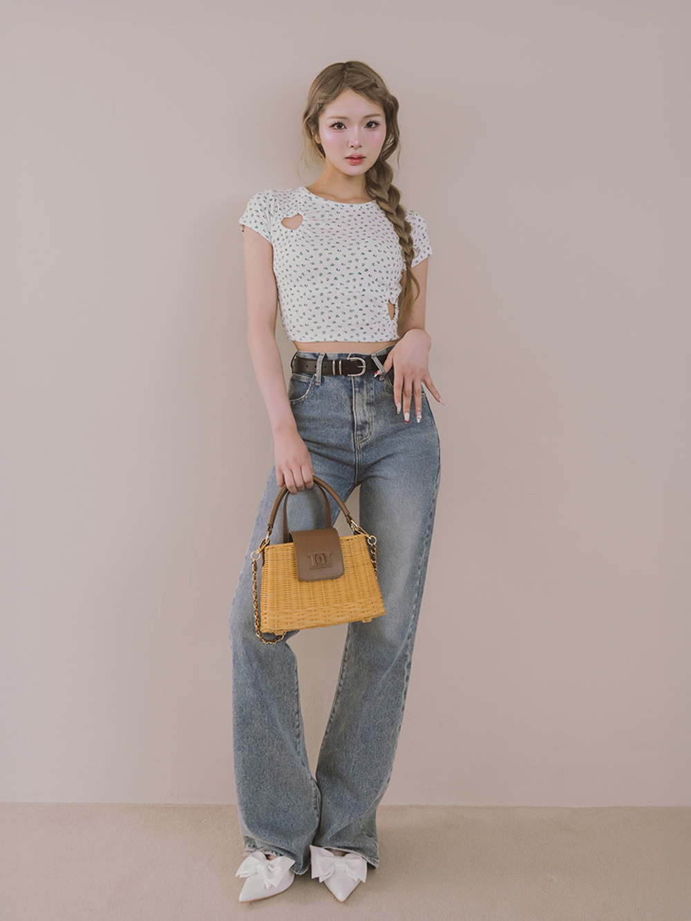 ダーリッチ　ハートオープンフローラルTシャツ ダーリッチ Darich ハートオープンフローラルTシャツ （グレー