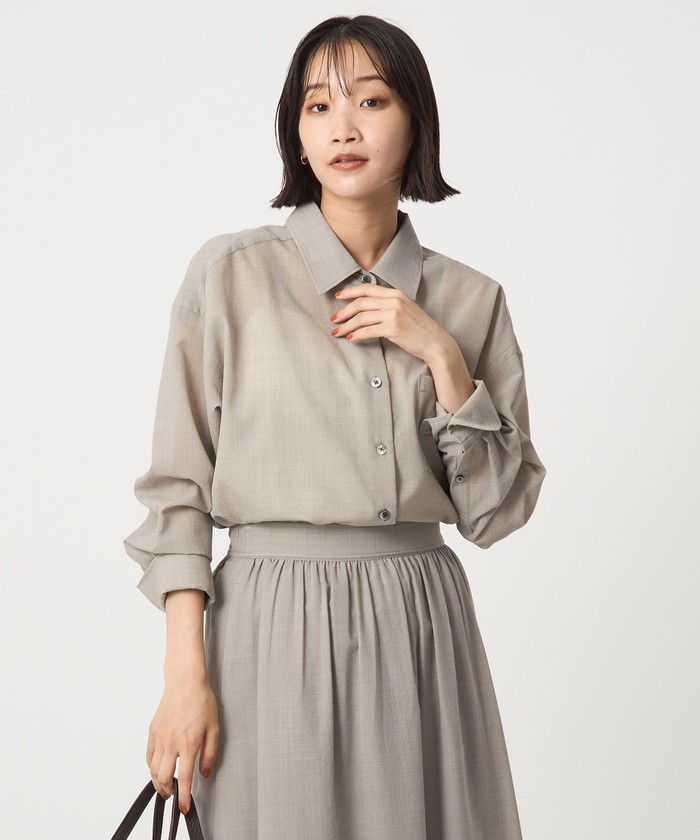 size SHORTあり］ウール混ボイル シャツ －ウォッシャブル