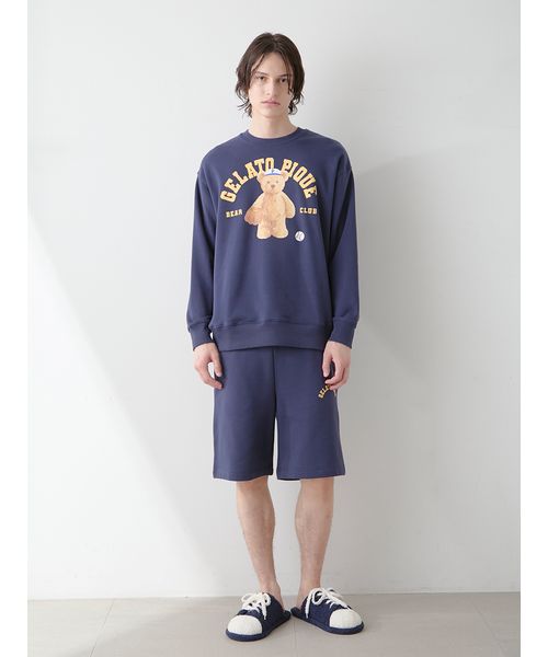 大人気!! gelato pique 裏毛素材 プルオーバー&ハーフパンツ SET クーポン】【ONLINE限定】【HOMME】スポーティーベア裏毛プル