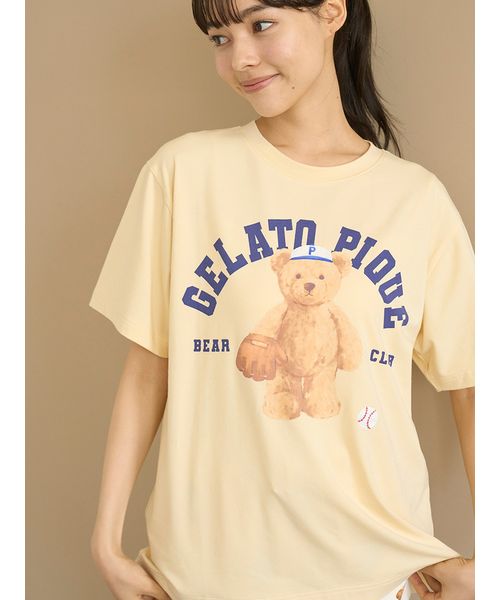 【人気】gelato pique ジェラピケ　ベア　Tシャツ&ロングパンツ ONLINE限定】【接触冷感】ベアワンポイントTシャツ&ロングパンツ