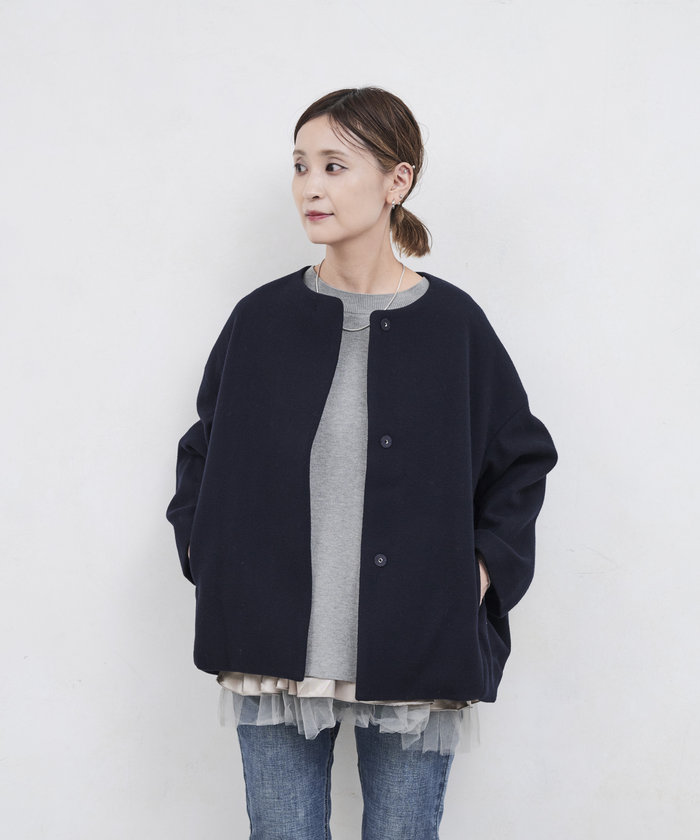 ビアズリー　後ろぷっくりウールショートコート美品サイズ０ PICK UP】後ろぷっくりウールショートコート - BEARDSLEY
