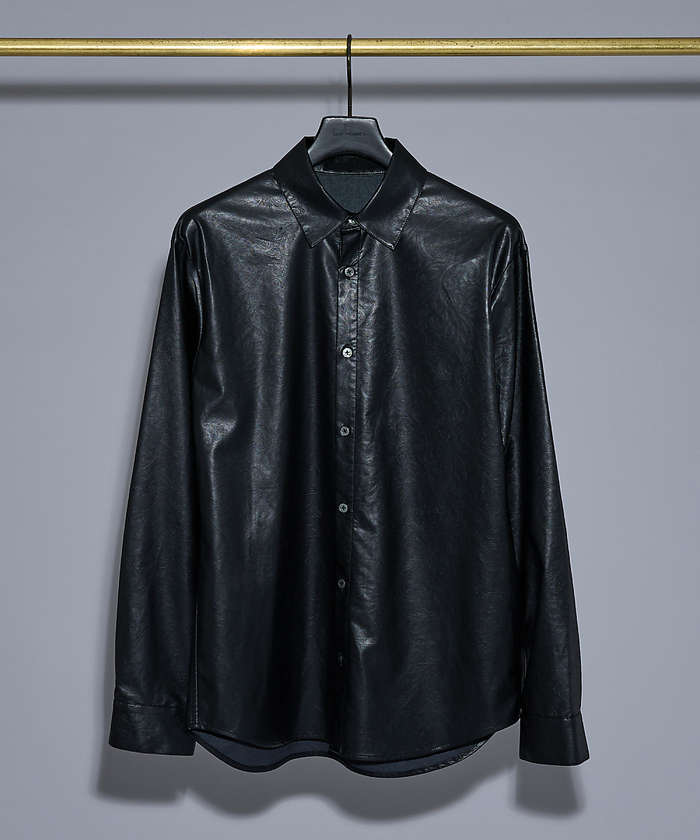 【関税込み】The Attico ブラック Eliza レザー シャツ ELIZA ASYMMETRIC SHIRT for Women - The Attico sale | Biffi