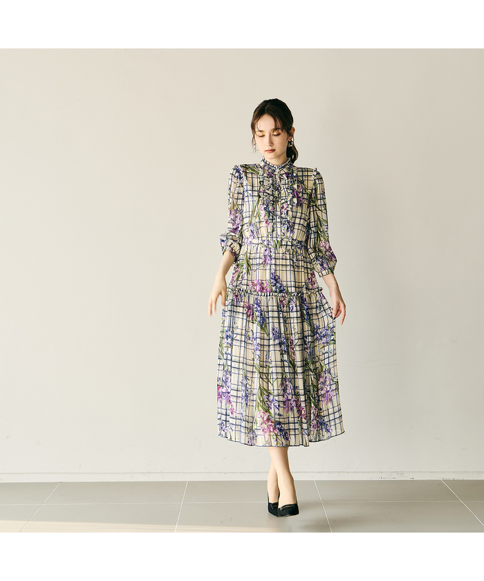 未使用■Audie a Muses■38■ フラワーモチーフスリーブワンピース■ Audie a Muses ワンピース フラワーモチーフスリーブワンピース