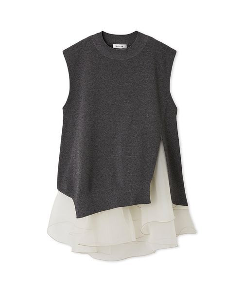 美品★Rene ニットパーカー アセテートBLEND フリル フェミニン 36 美品☆Rene ニットパーカー アセテートBLEND フリル フェミニン 36