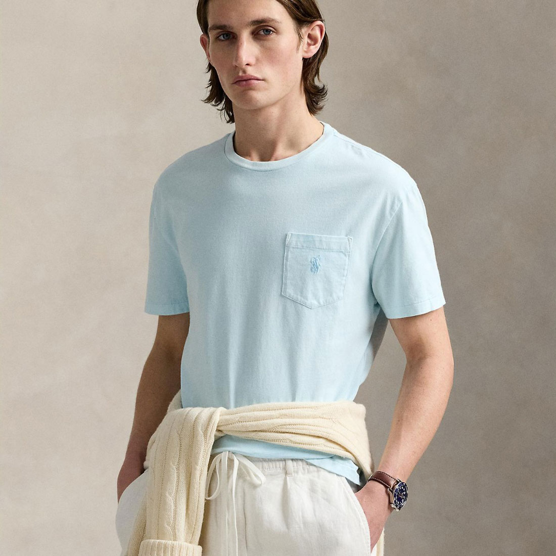 テクスチャードコットン【Ralph Lauren 】カットソー ボクシー フィット クロップド コットン ジャージー Tシャツ
