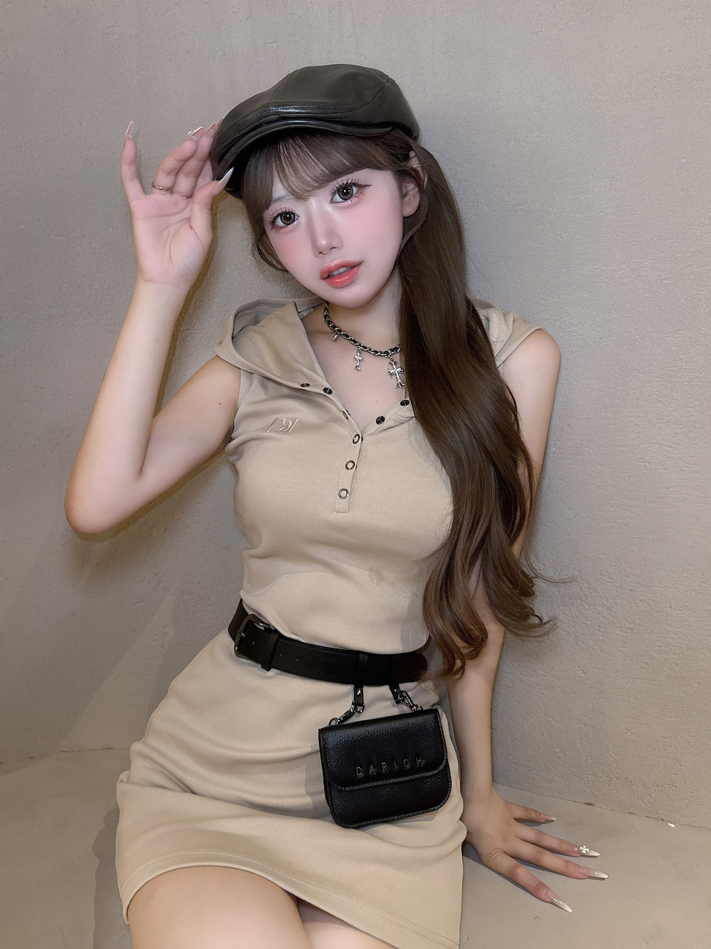 Darich ダーリッチ ヘンリーネックフードミニワンピース ダーリッチ Darich ヘンリーネックフードミニワンピース