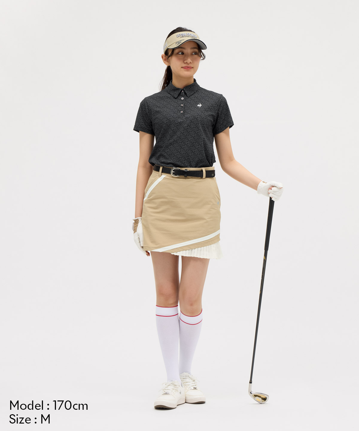 【ルコックスポルティフ】アシンメトリー プリーツ ゴルフ スカート 黒×ベージュ le coq sportif GOLF（ルコックスポルティフゴルフ）の