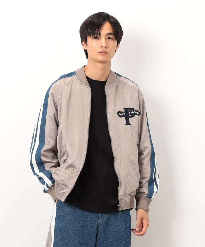 ユーロ古着 異素材 切り替え デザイン A-2 中綿 短丈 ブルゾン ジャケット ユーロ古着 異素材 切り替え デザイン A-2 中綿 短丈 ブルゾン
