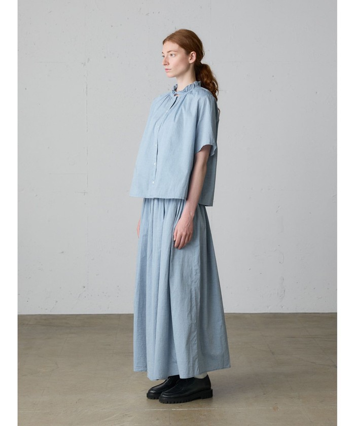 ブラウス シャツ MidiUmi シャンブレーフリルシャツ レディース MidiUmi シャンブレーフリルシャツ(508381946) | ミディウミ
