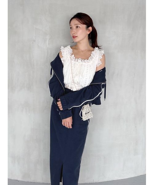 SNIDELクロップドフリルコットンブラウス クロップドコットンフリルブラウス(ブラウス)｜トップス｜SNIDEL
