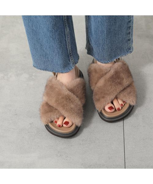 ATELIER BRUGGE サンダル Fur cross sandals 25KS-62 ファー ATELIER BRUGGE サンダル Fur cross sandals 25KS－62 ファー