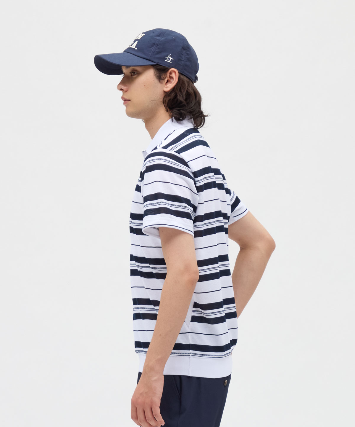 マンシングウェア Munsingwear 吸汗速乾先染めボーダー半袖