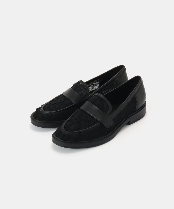 【美品】Mollini /モリーニ 厚底ローファー ブラック 38 Mollini/モリーニ】FLORAL MESH LEATHER(508406958