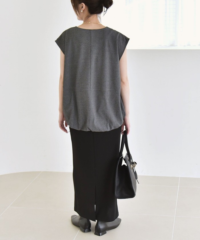 tシャツ quaranciel:「手洗い可能」カット ジョーゼット ドロスト ジップ ベスト レディース quaranciel:〈手洗い可能〉カット ジョーゼット ドロスト ジップ