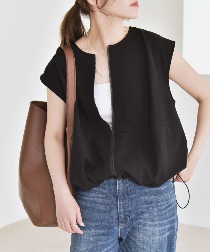 quaranciel:〈手洗い可能〉カット ジョーゼット ドロスト ジップ