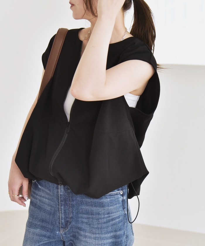 quaranciel:〈手洗い可能〉カット ジョーゼット ドロスト ジップ
