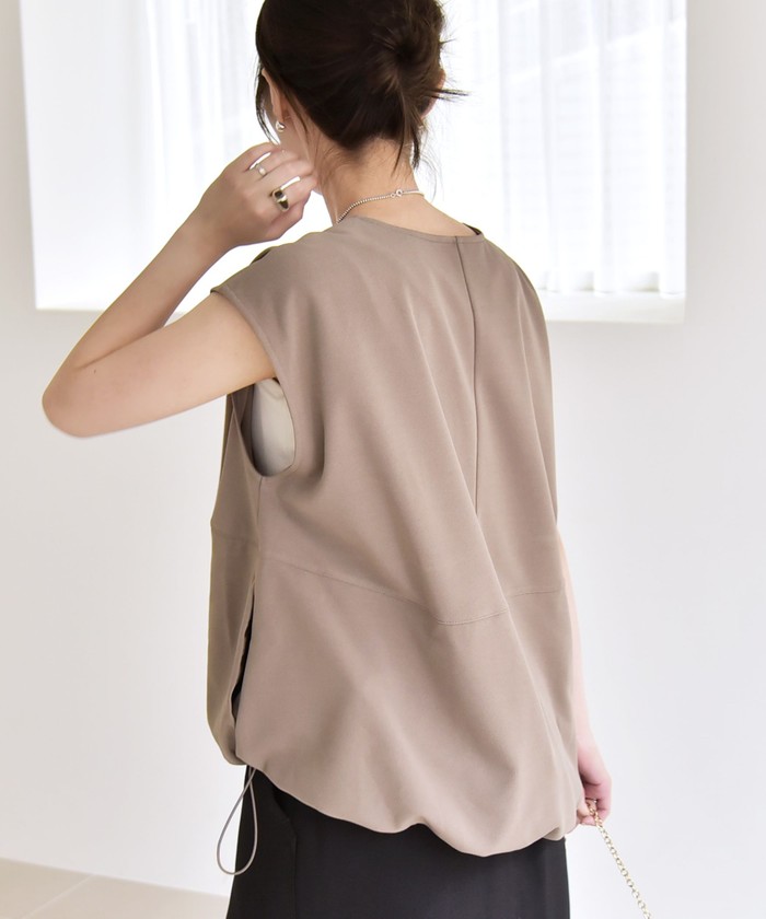 quaranciel:〈手洗い可能〉カット ジョーゼット ドロスト ジップ ベスト quaranciel:〈手洗い可能〉カット ジョーゼット ドロスト ジップ