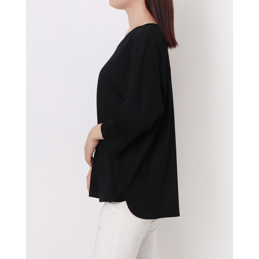 ラ・クープ LACOUPE 【 洗える 】7分袖Vネック定番カットソー （01-オフ） ラ・クープ LACOUPE 【 洗える 】7分袖Vネック定番カットソー