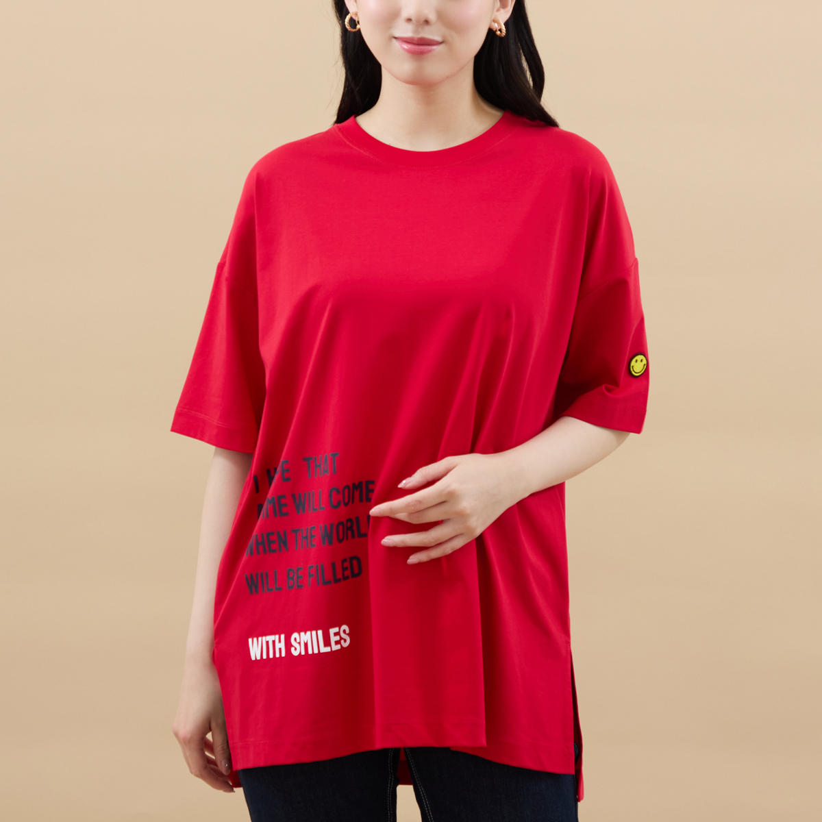 アルディラ AL・DI・LA 【洗える】英字ビックロゴ×スマイルTシャツ （01-オフ） セール】アルディラ AL・DI・LA 【洗える】英字ビックロゴ
