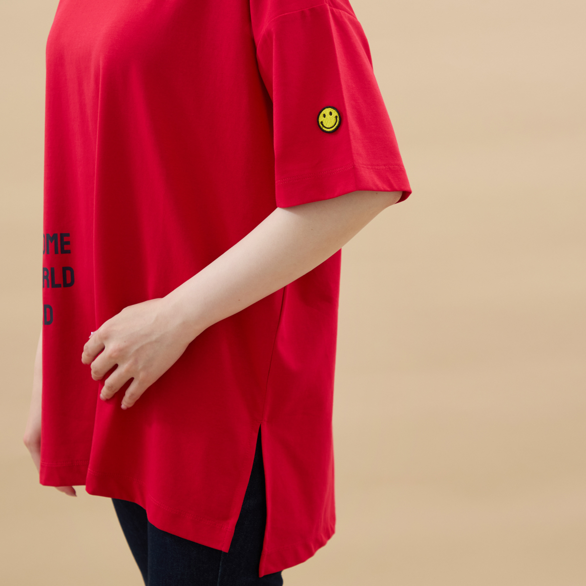 アルディラ AL・DI・LA 【洗える】英字ビックロゴ×スマイルTシャツ （01-オフ） セール】アルディラ AL・DI・LA 【洗える】英字ビックロゴ