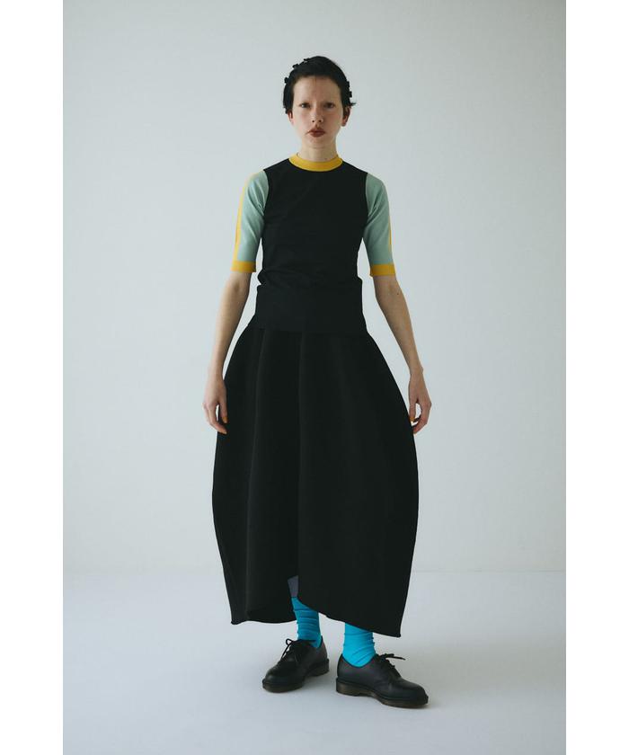 ヘリンドットサイ Jersey volum knit skirt レッド 美品 HeRIN.CYE（ヘリンドットサイ）の「Jersey volum knit skirt