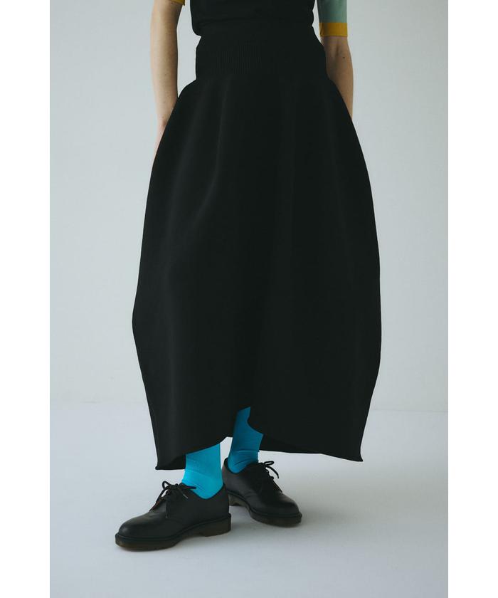 ヘリンドットサイ Jersey volum knit skirt レッド 美品 HeRIN.CYE（ヘリンドットサイ）の「Jersey volum knit skirt