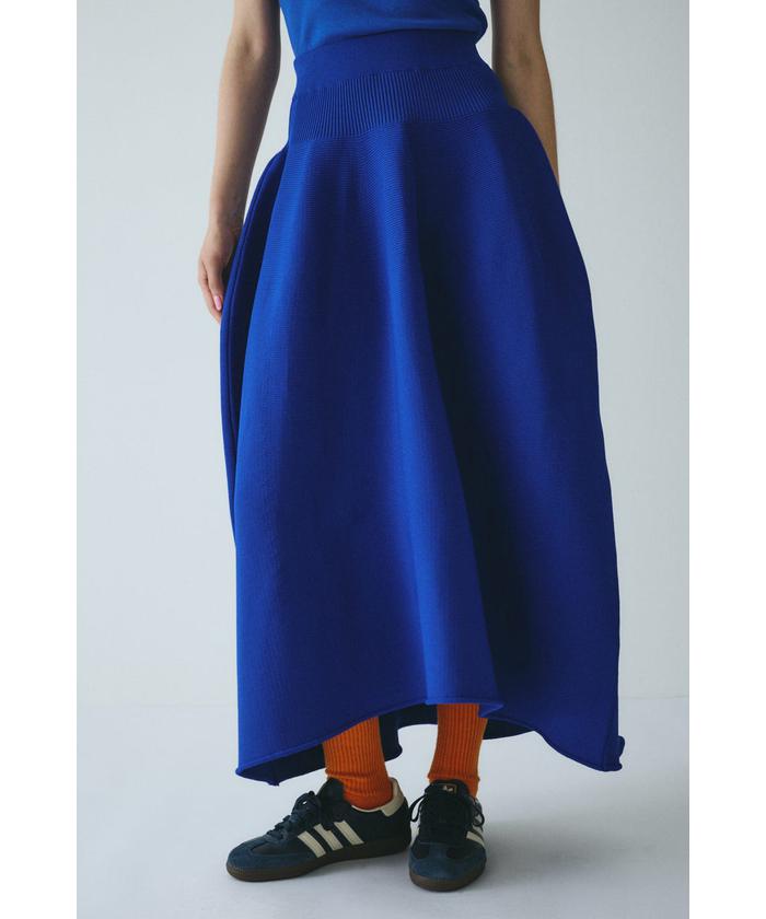 ヘリンドットサイ Jersey volum knit skirt レッド 美品 HeRIN.CYE（ヘリンドットサイ）の「Jersey volum knit skirt