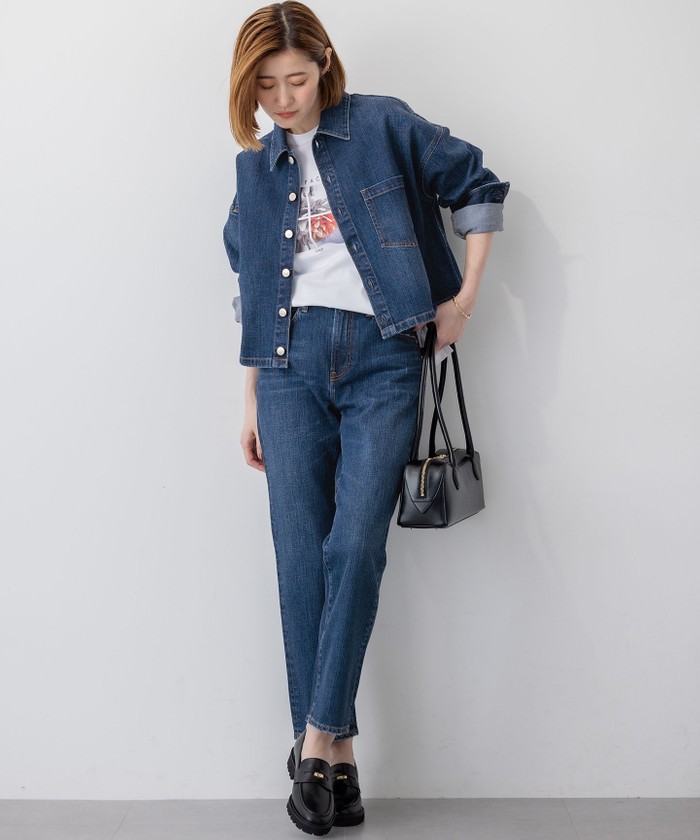 【美品】23区　デニム　ストレートジーンズ　17号　48　4L　大きいサイズ RED CARD TOKYO×23区】スリムストレート デニム パンツ