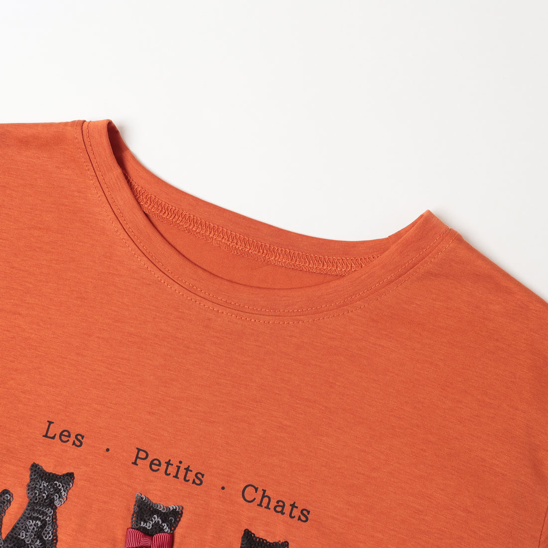 tシャツ BRODIAEA スパンコール ネコデザインカットソー レディース ブローディア BRODIAEA スパンコール ネコデザインカットソー