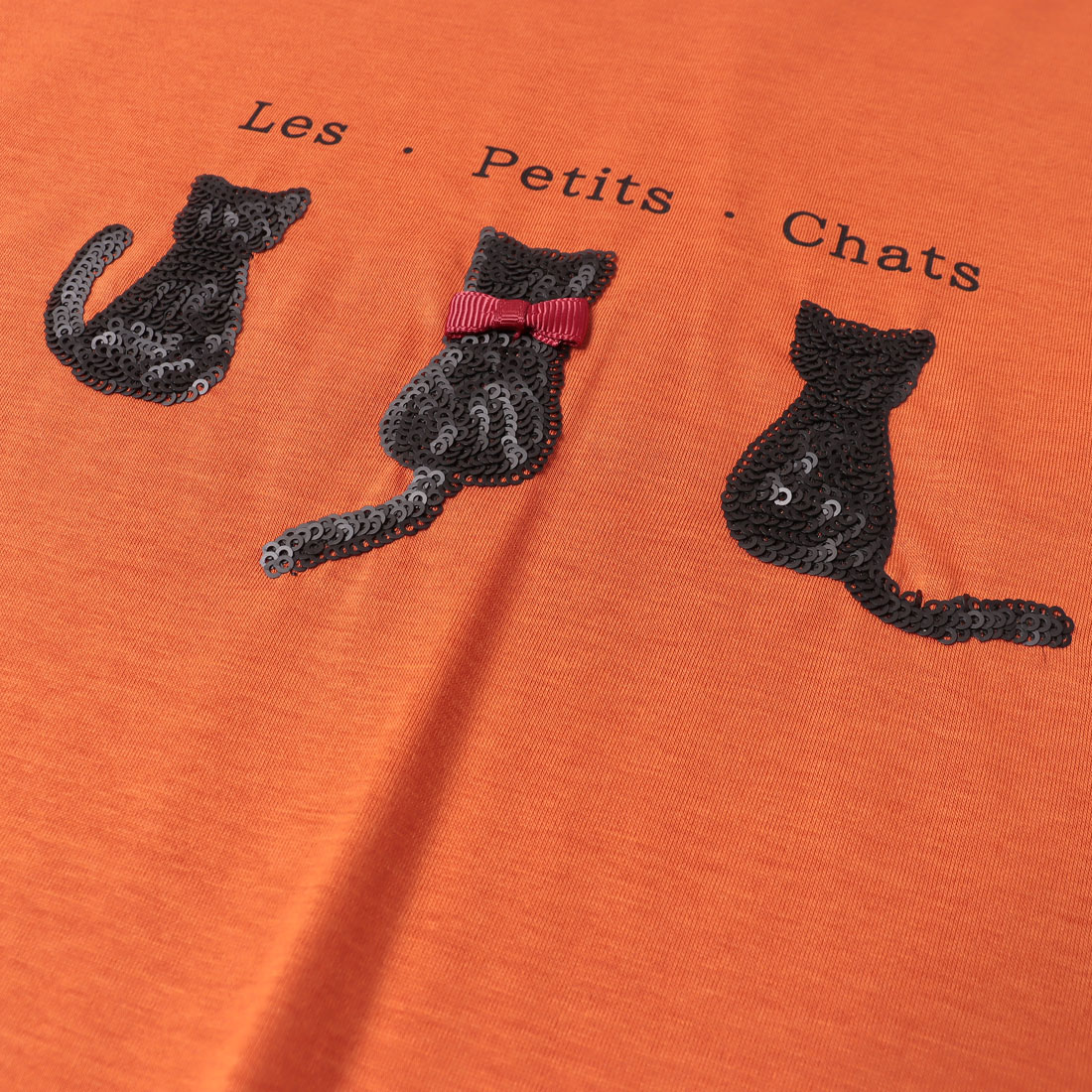 tシャツ BRODIAEA スパンコール ネコデザインカットソー レディース ブローディア BRODIAEA スパンコール ネコデザインカットソー