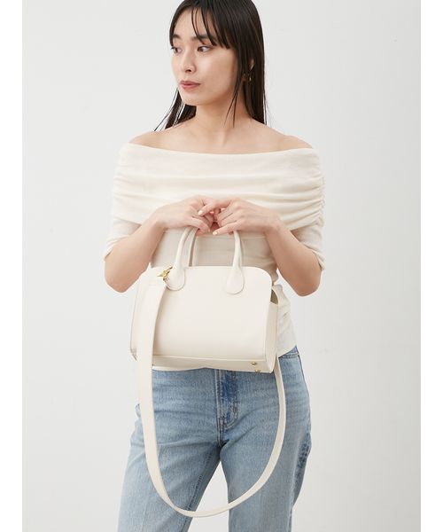 【美品】ミラオーウェン 巾着付きラージボストンバッグ ブラック Mila Owen（ミラオーウェン）の「巾着付きラージボストンバッグ