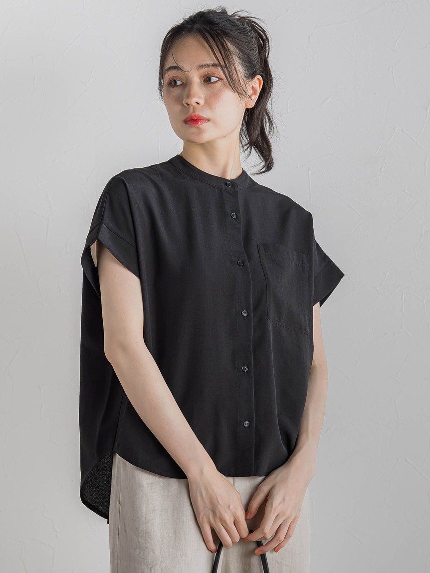 Droite lautreamont / ドロワットロートレアモン 【WEB限定】麻調バックヨークテープ切替えブラウス≪洗濯機で洗える≫ ドロワット ロートレアモン Droite lautreamont 【WEB限定】麻調