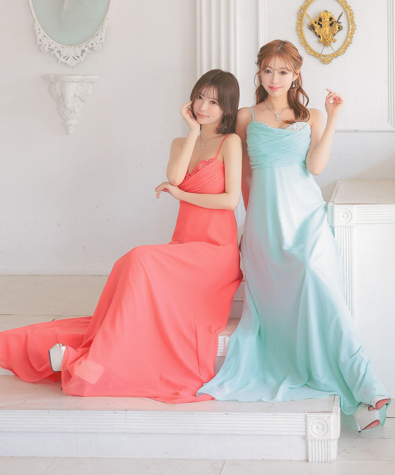 キャバクラドレス＆バッグ9点セット ティカ Tika キャバドレス キャミソール ハートカットレース