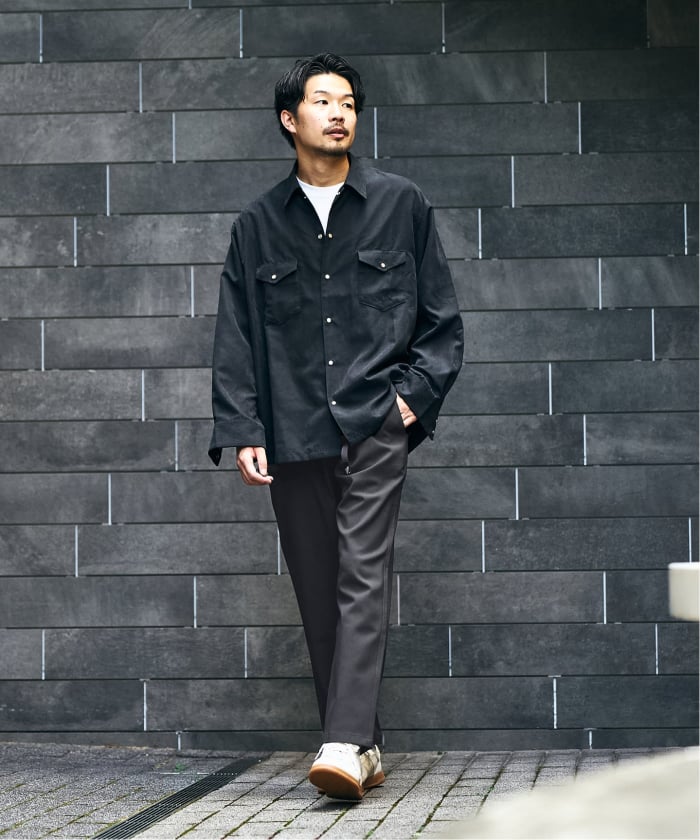 GRAMICCI × EDIFICE 別注ウールライク パンツ チャコール M GRAMICCI グラミチ 417別注 ツイルストレッチパンツ(508426735