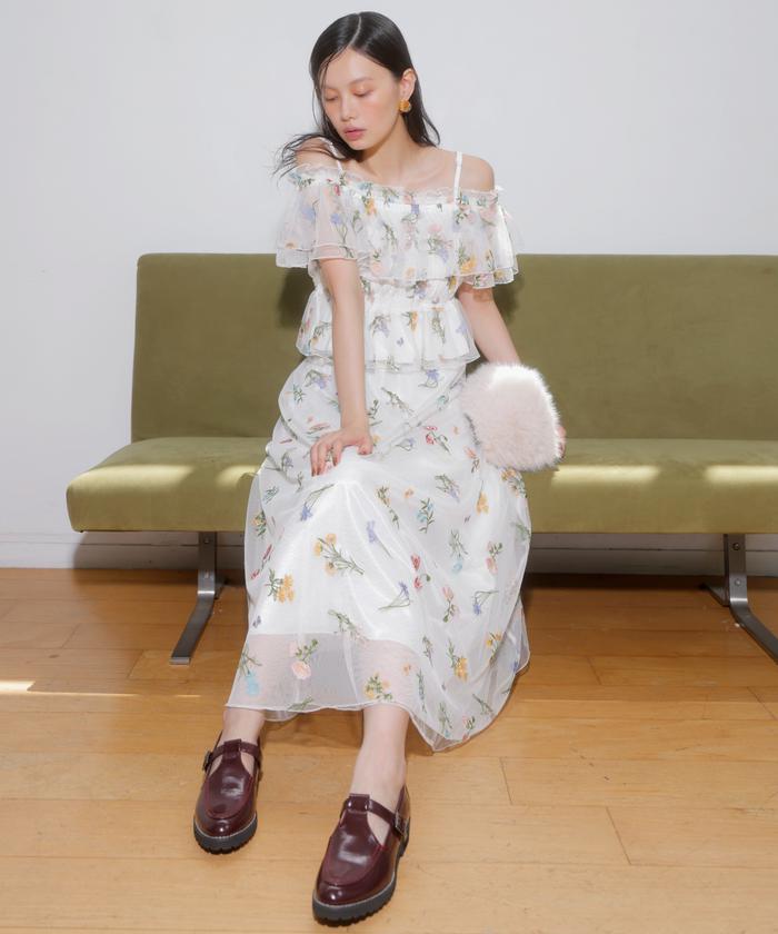 フランスアンティーク♡チュールボタニカル刺繍レースブラウス フランスアンティーク♡チュールボタニカル刺繍レースブラウス