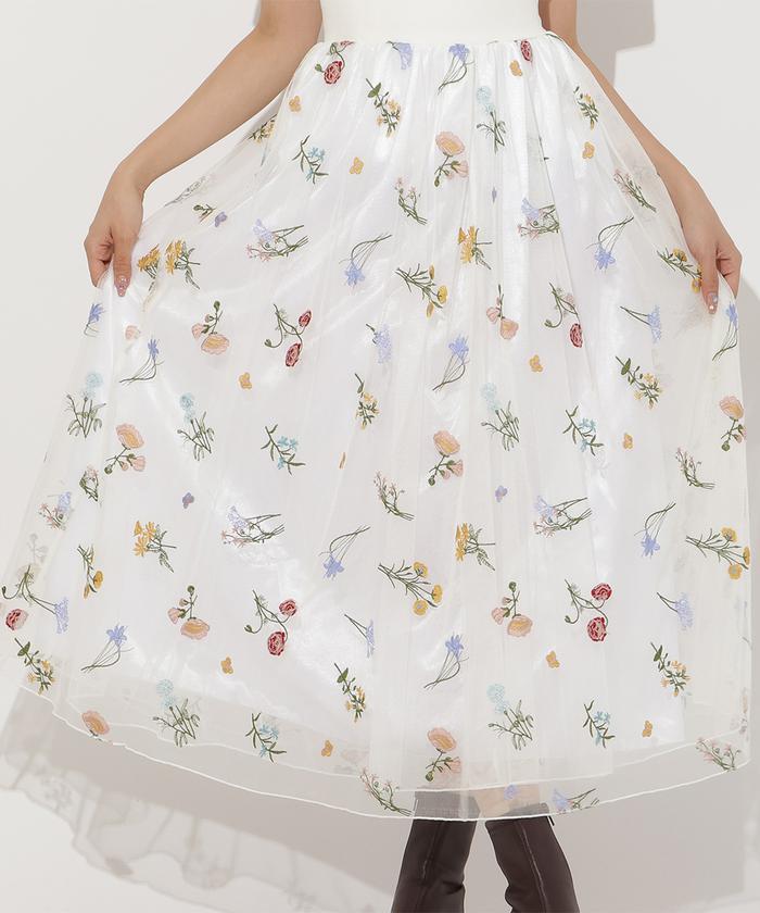 Christian Dior チュールスカート　フラワー柄　ボタニカル柄 ボタニカル柄刺繍チュールスカート(508426909) | AND COUTURE