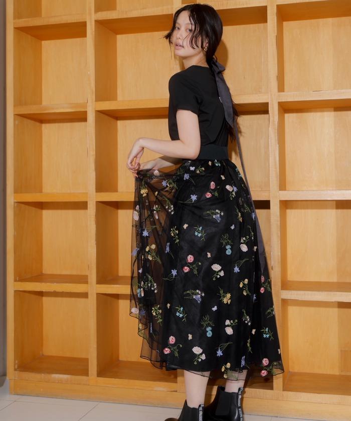 Christian Dior チュールスカート　フラワー柄　ボタニカル柄 ボタニカル柄刺繍チュールスカート(508426909) | AND COUTURE