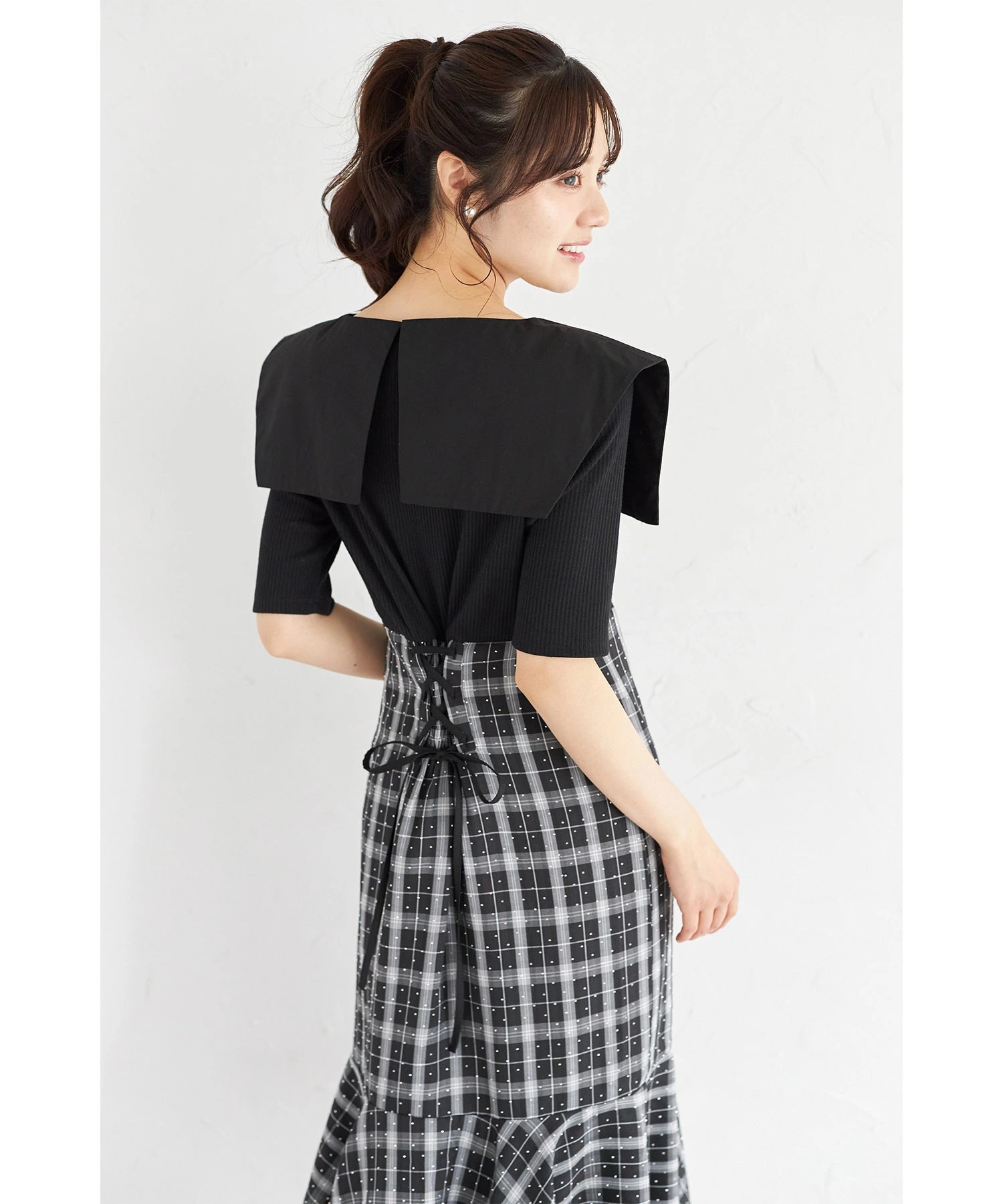 トッコクローゼット tocco closet ビックカラー付きストーン装飾